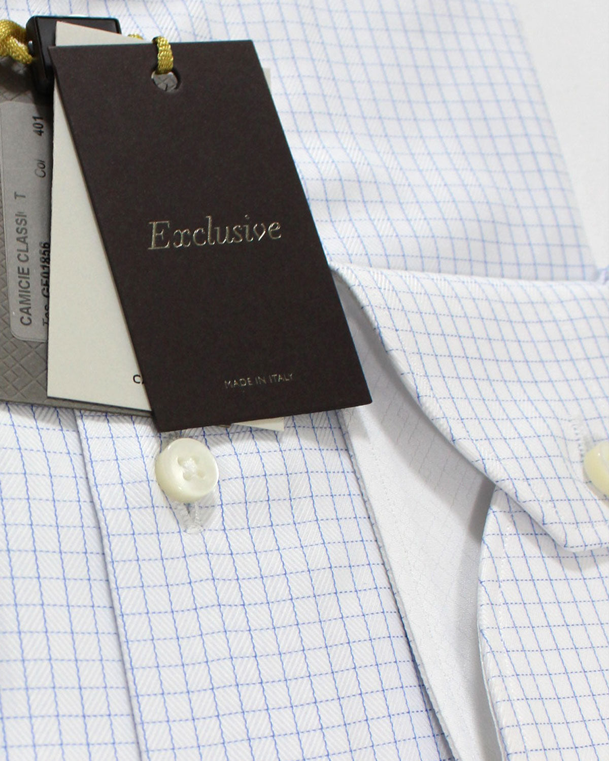 Canali Dress Shirt White Blue Graph Check