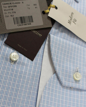 Canali Shirt White Blue Aqua 