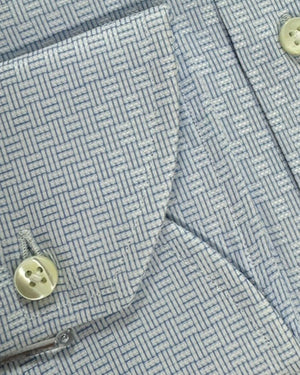 Canali Dress Shirt Blue Basketweave Impeccabile - Modern Fit 41 - 16