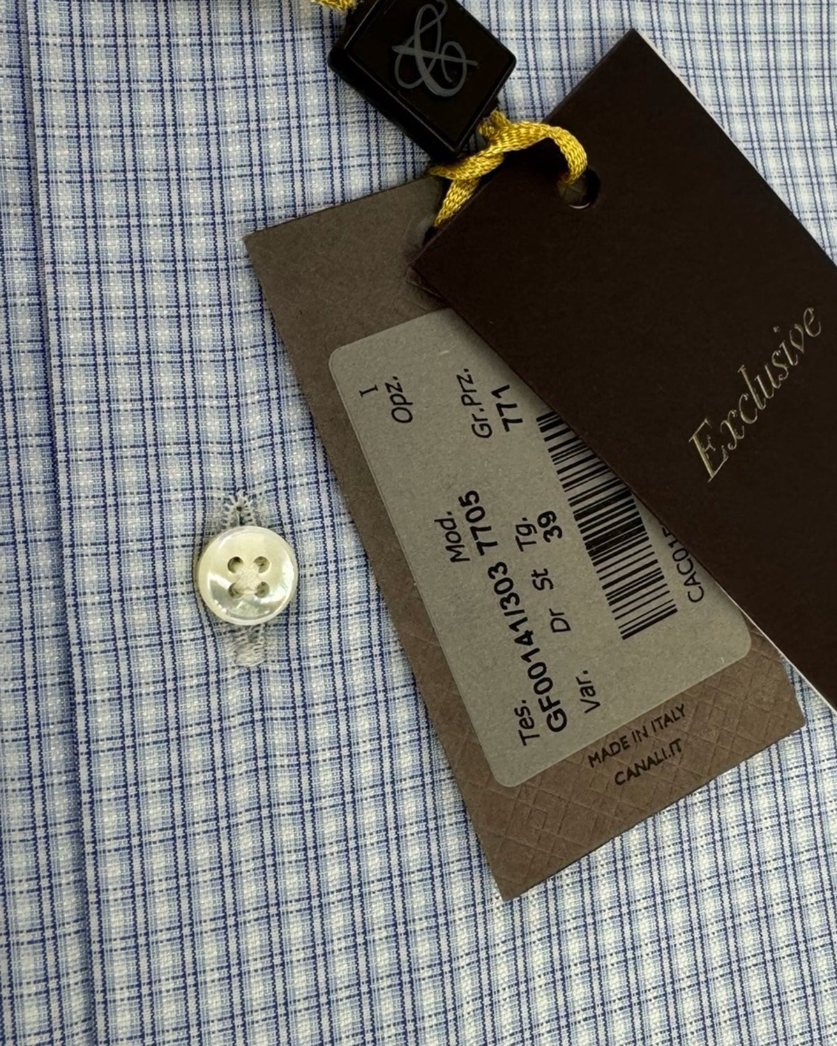 Canali Dress Shirt White Blue Check Grid - Exclusive Collection  Modern Fit