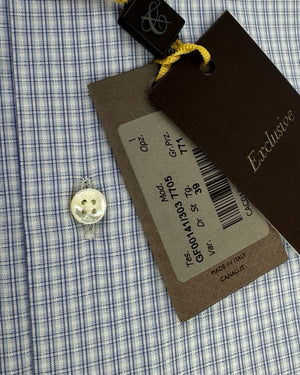 Canali Dress Shirt White Blue Check Grid - Exclusive Collection  Modern Fit