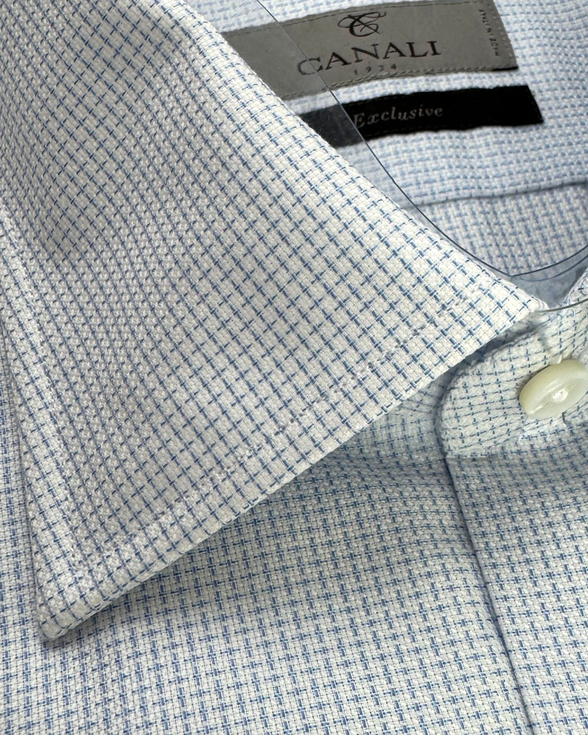Canali Dress Shirt White Blue Pattern41 - 16 Exclusive Collection