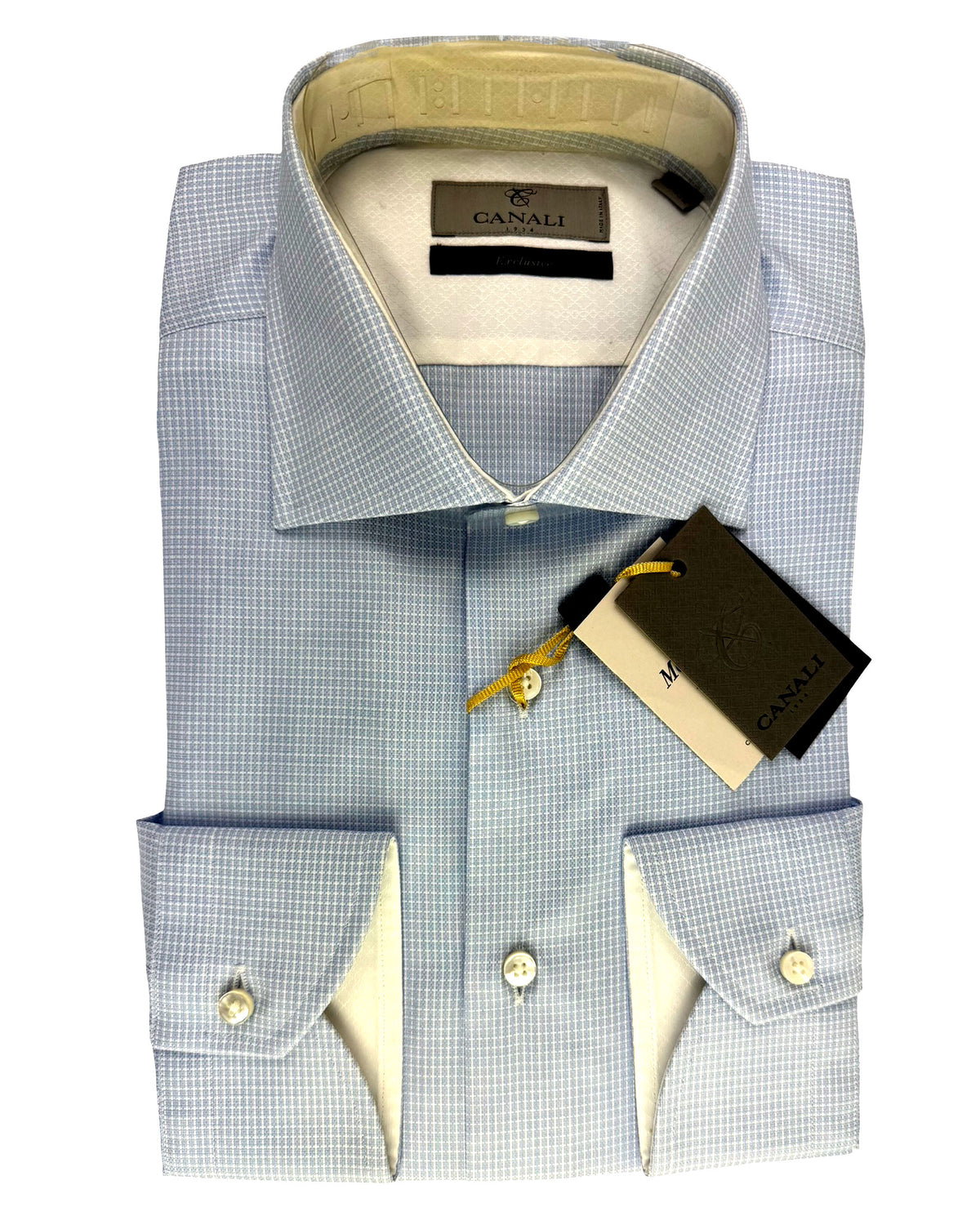 Exclusive Shirt Canali Dress Shirt Blue White Check