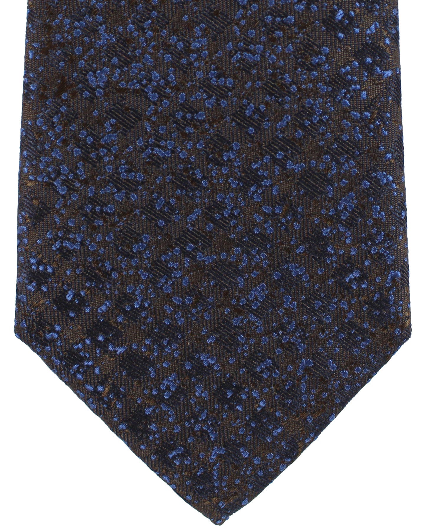 Canali Silk Tie Brown Dark Blue Design Pattern