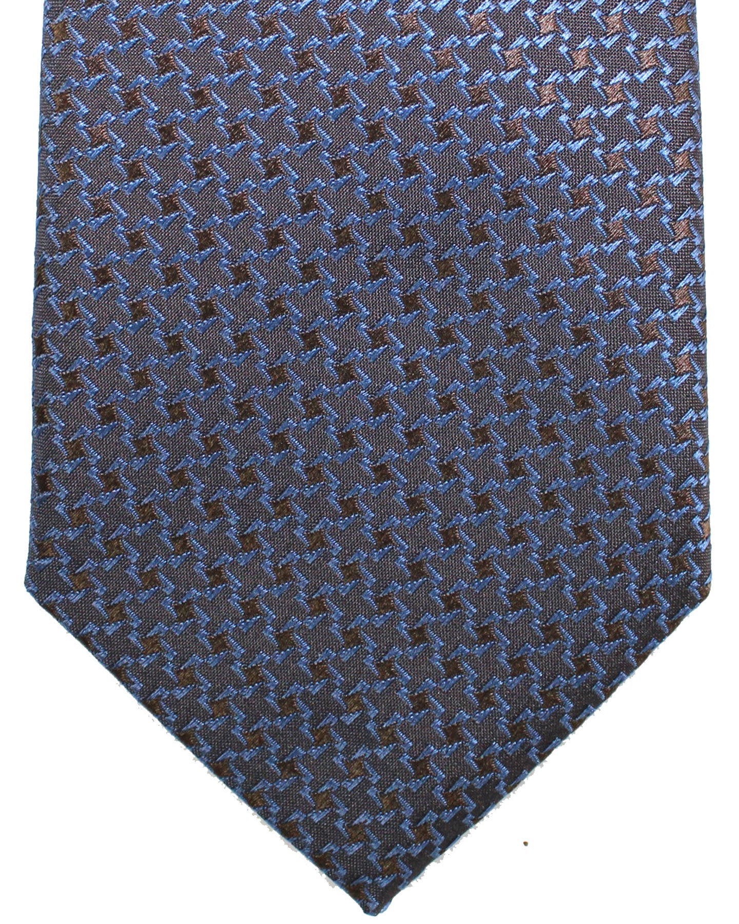 Canali Tie Brown Blue Geometric Pattern