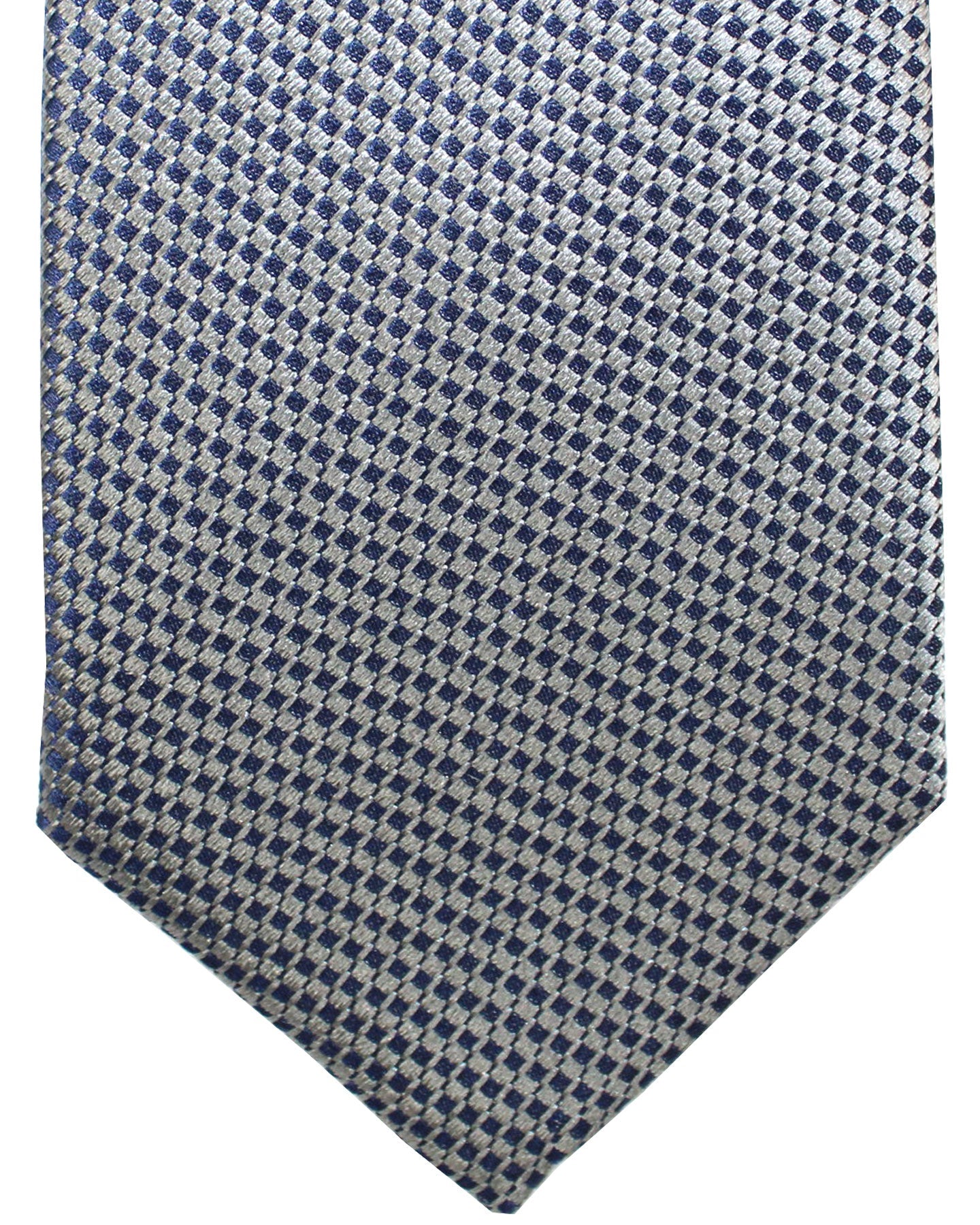 Canali Tie Gray Dark Blue Geometric Pattern