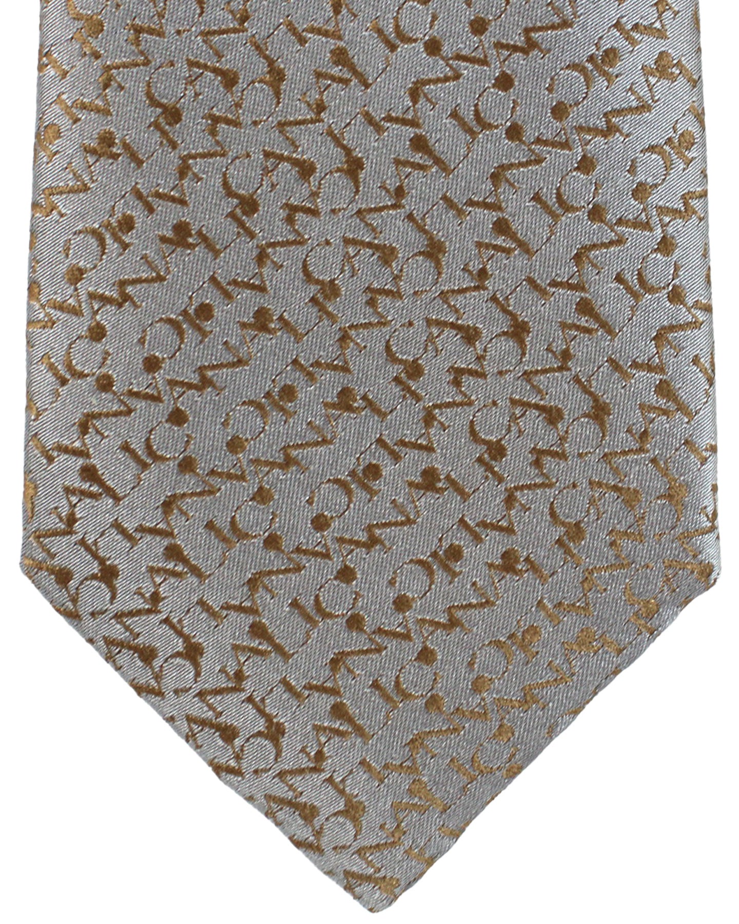 Canali Silk Tie Gray Brown Logo Pattern