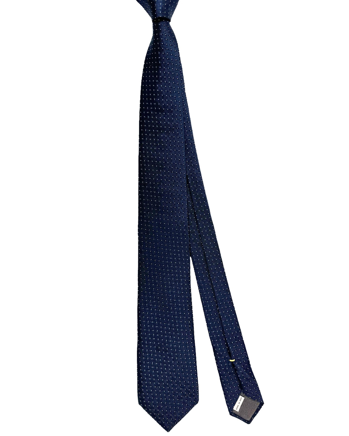 Canali Silk Tie Dark Blue Silver Micro Dots