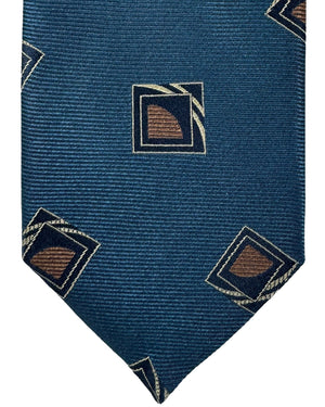 Canali Silk Tie Midnight Blue Brown Geometric