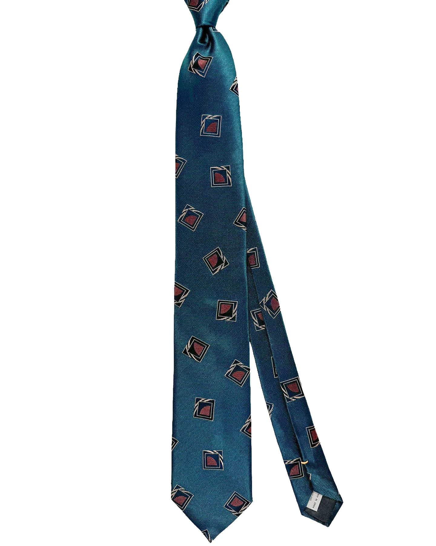 Canali Silk Tie Midnight Blue Brown Geometric