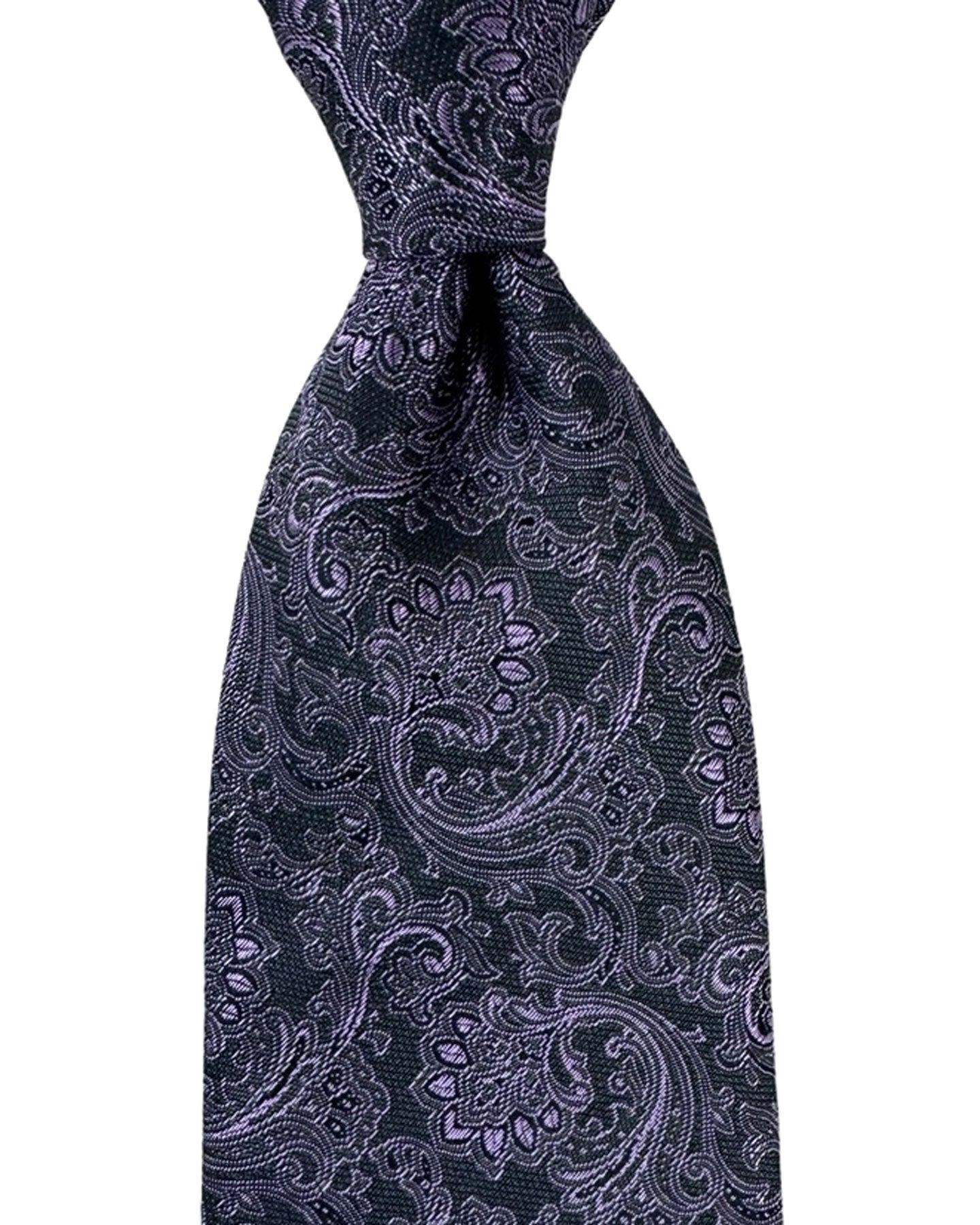 Canali Tie Dark Gray Lilac Ornamental - Jacquard Silk