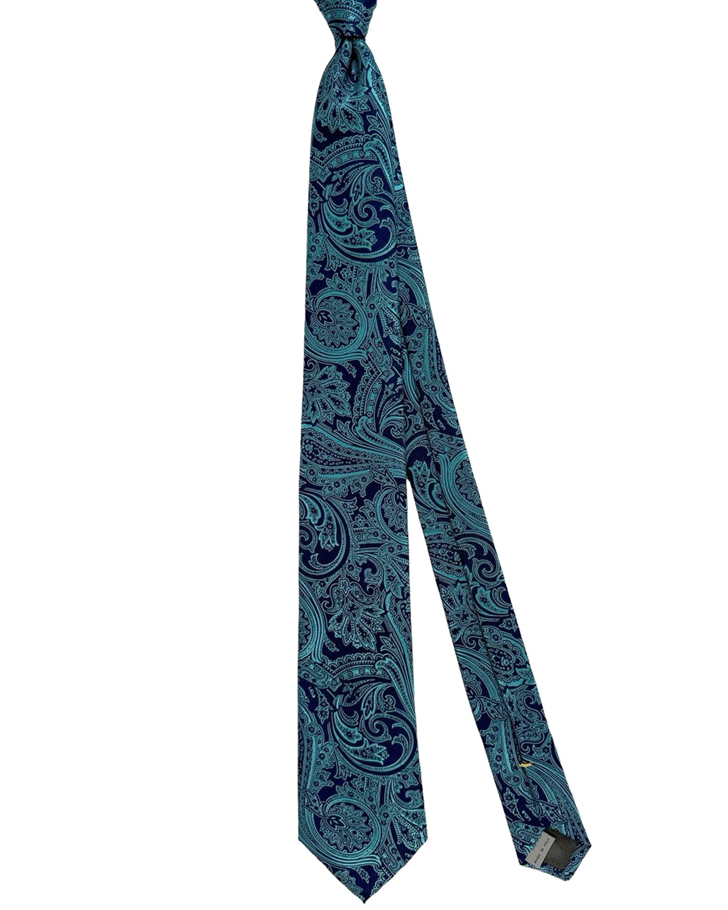 Canali Tie Dark Blue Aqua Ornamental - Jacquard Silk