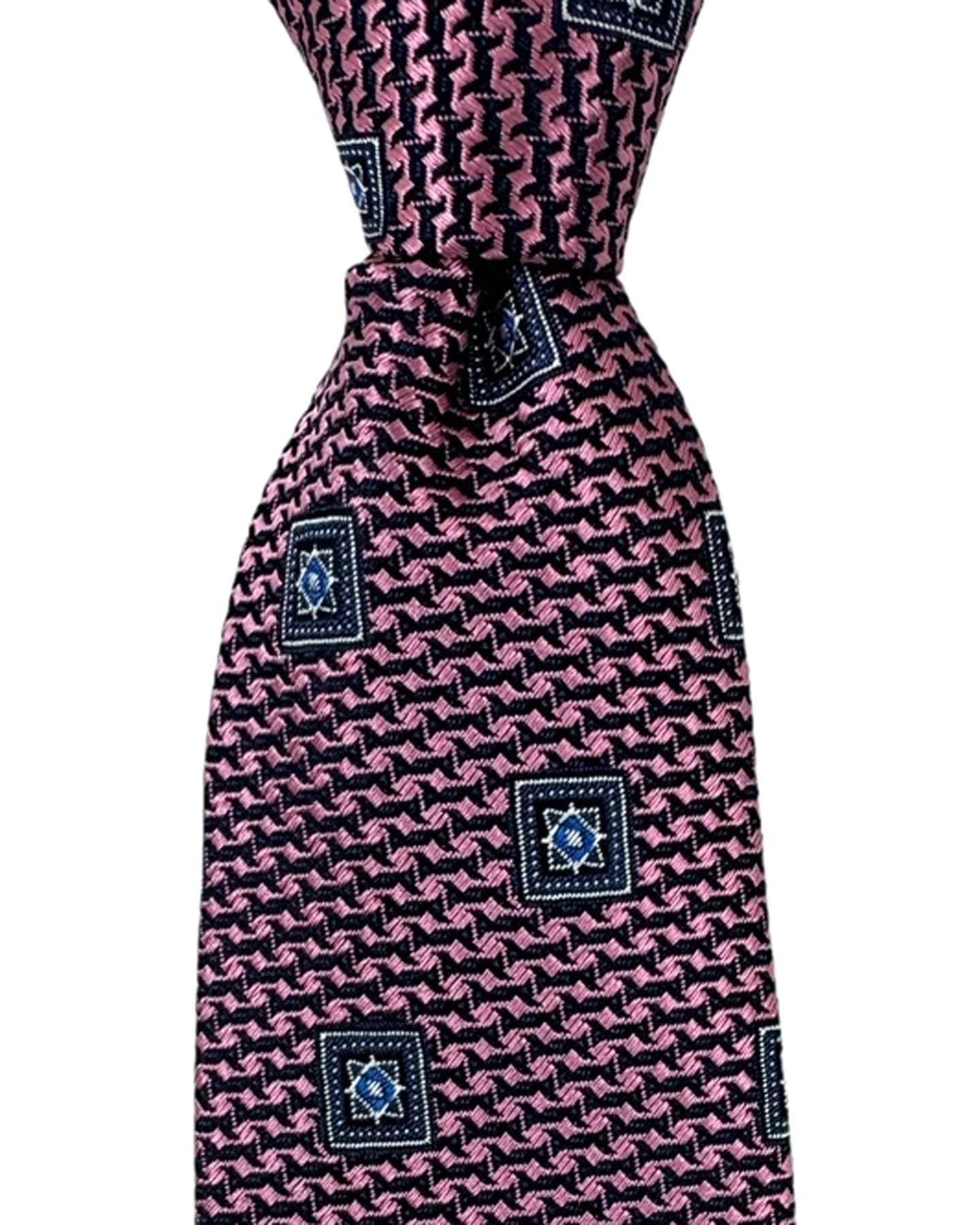 Canali Tie Pink Medallions - Jacquard Silk