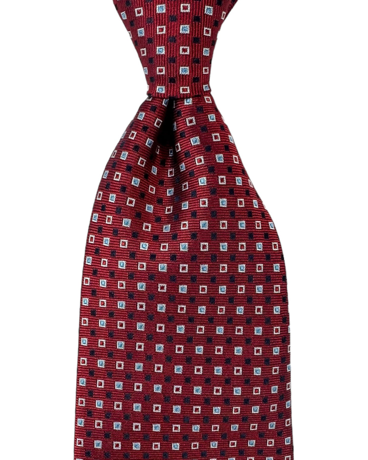 Canali Tie Dark Red Mini Squares - Jacquard Silk