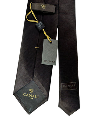 Canali Tie Dark Brown Grosgrain - Jacquard Silk