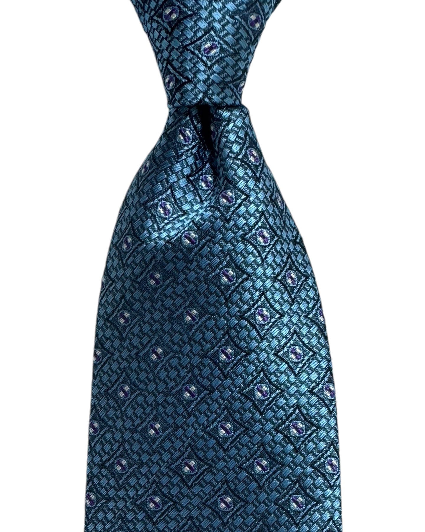 Canali Tie Midnight Blue Purple Geometric - Jacquard Silk