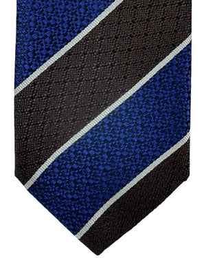 Canali Silk Tie Midnight Blue Brown Stripes - NEW 2024 Collection