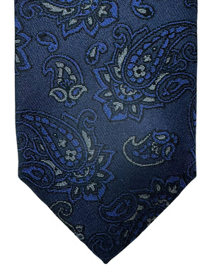 Canali Silk Tie Midnight Blue Gray Paisley - NEW 2024 Collection