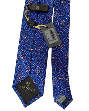 Canali Silk Tie Purple Pink Medallion Design