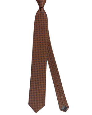 Canali Silk Tie Rust Brown Mini Flowers