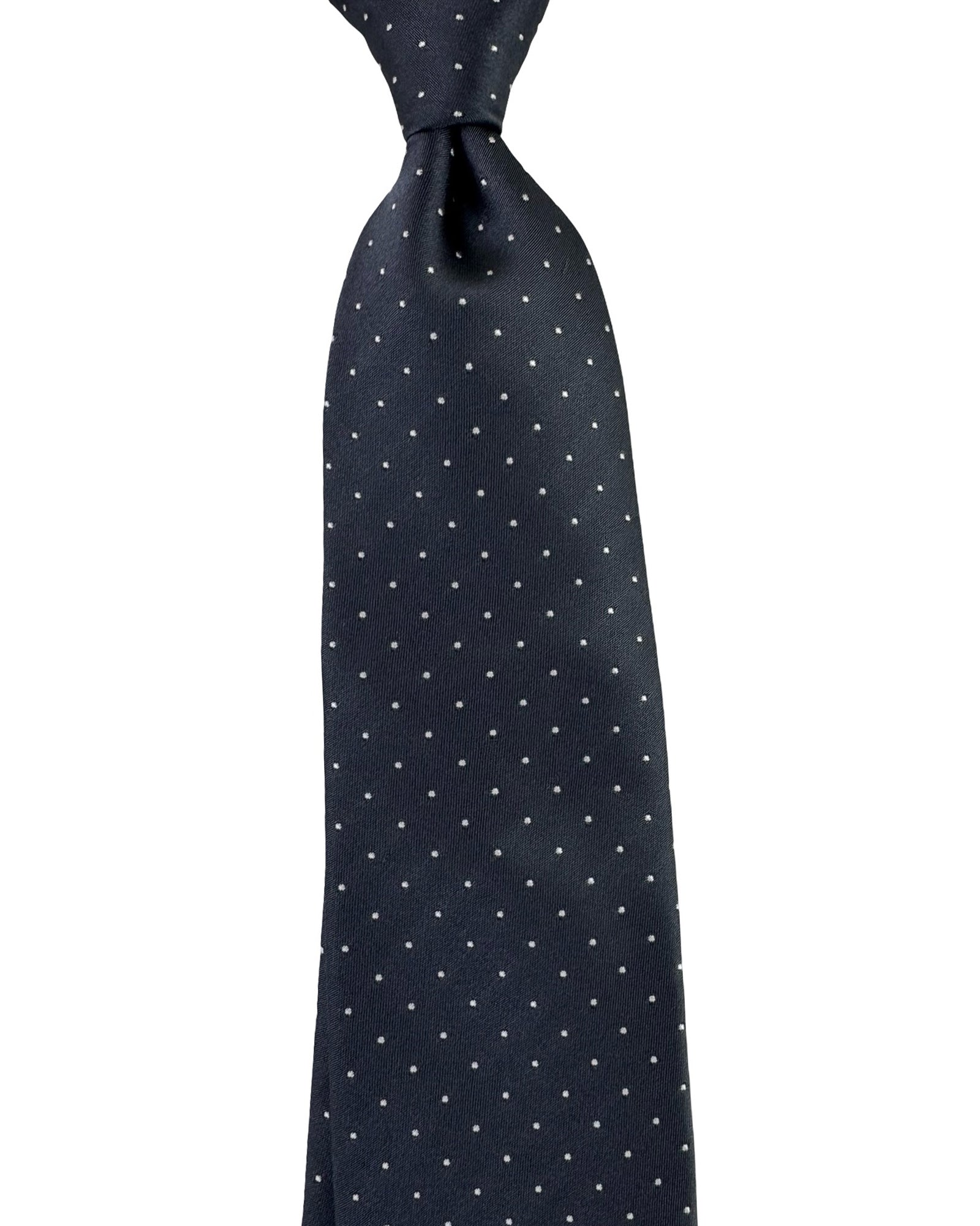 Canali Tie Dark Gray Silver Dots