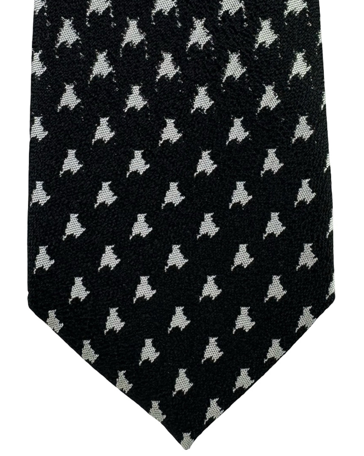 Canali Tie Black Silver Houndstooth - Exclusive Collection