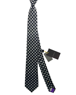 Canali Tie Black Silver Houndstooth Degrade - Exclusive Collection