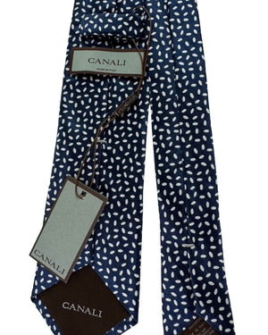 Canali Tie Navy White-Silver Ovals