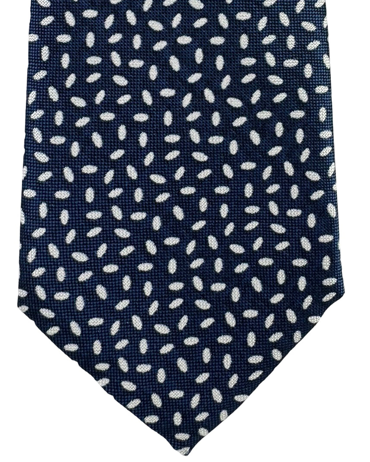Canali Tie Navy White-Silver Ovals