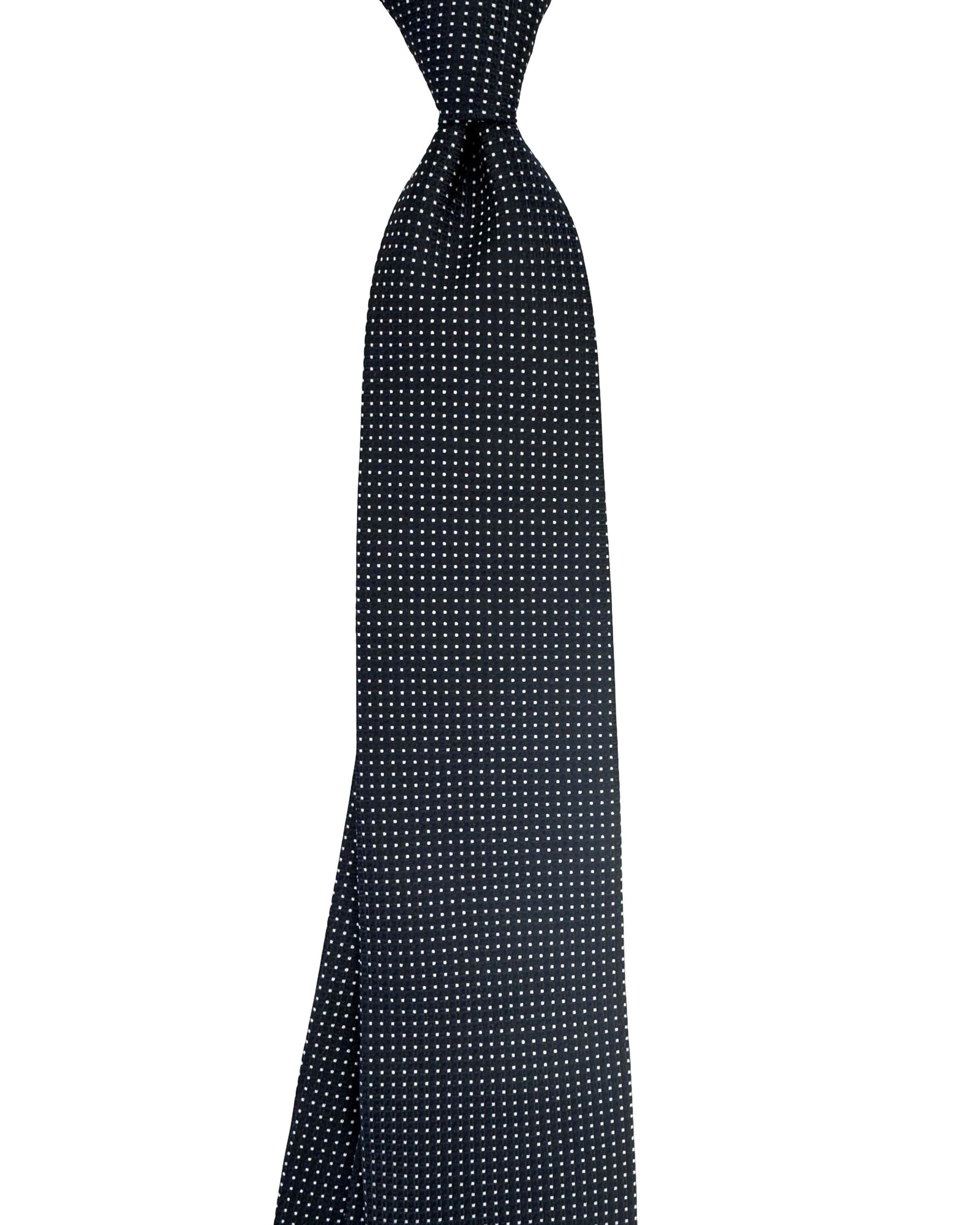 Canali Silk Tie Dark Blue Black Silver Micro Dots
