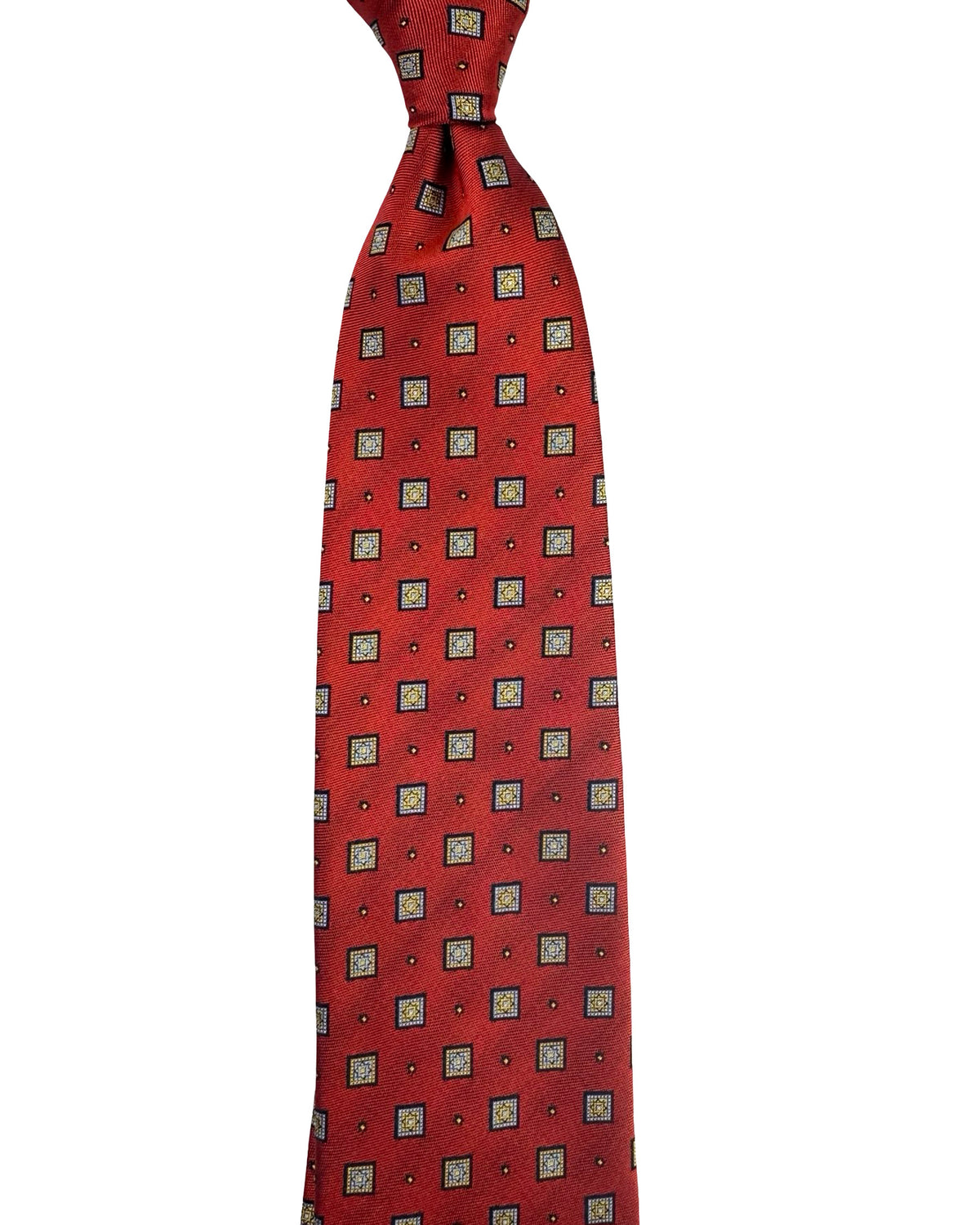 Canali Silk Tie Dark Red Geometric