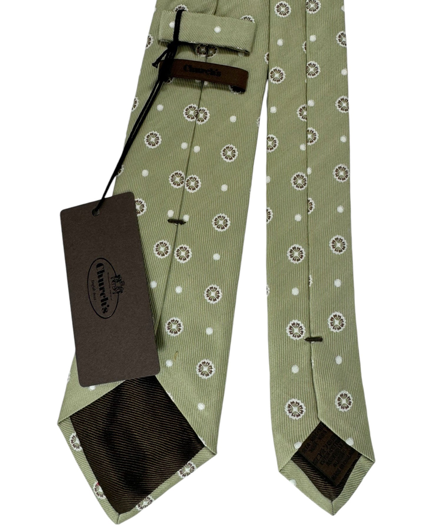 Church's Tie Sage Gray Green Mini Floral