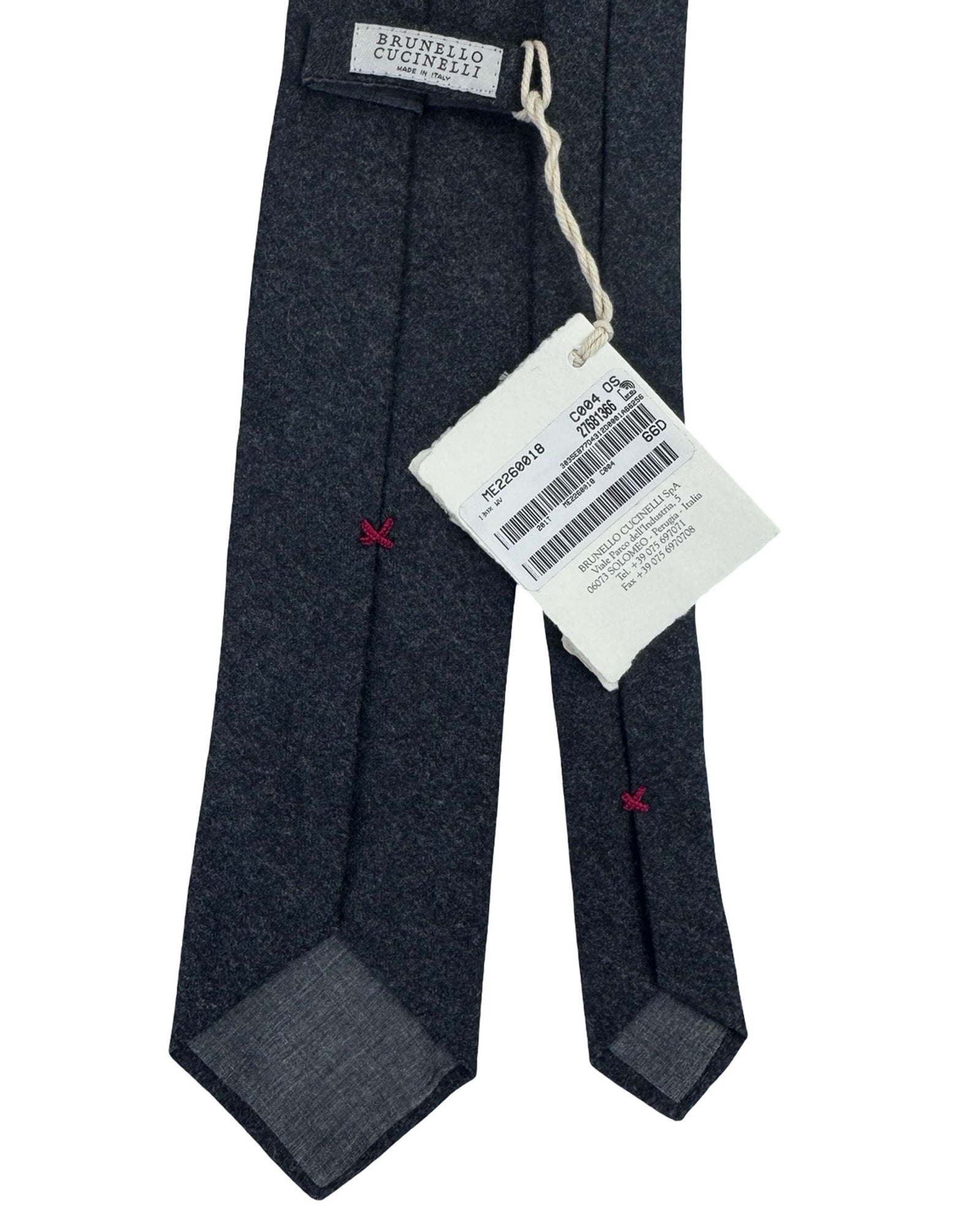 Brunello Cucinelli Wool Tie Charcoal Gray Pattern