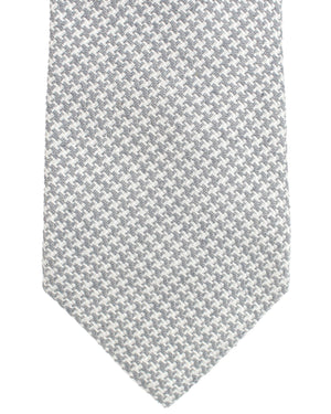 Brunello Cucinelli Silk Tie Gray Geometric Design