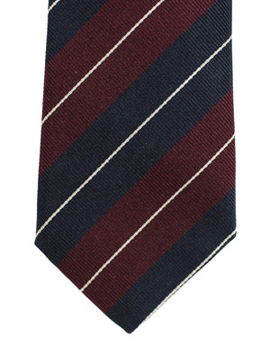 Brunello Cucinelli Silk Tie Navy Purple Stripes Design