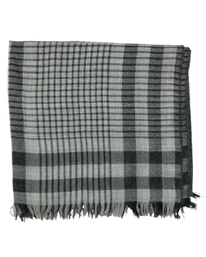 Brunello Cucinelli Scarf Black Gray Plaid - Cashmere Silk Men Shawl