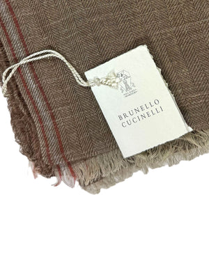 Brunello Cucinelli Scarf Taupe Design - Linen Silk Men Shawl SALE