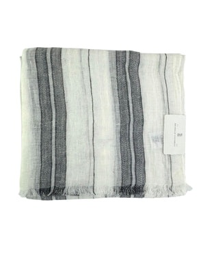 Brunello Cucinelli Scarf White Gray Stripes - Linen Shawl