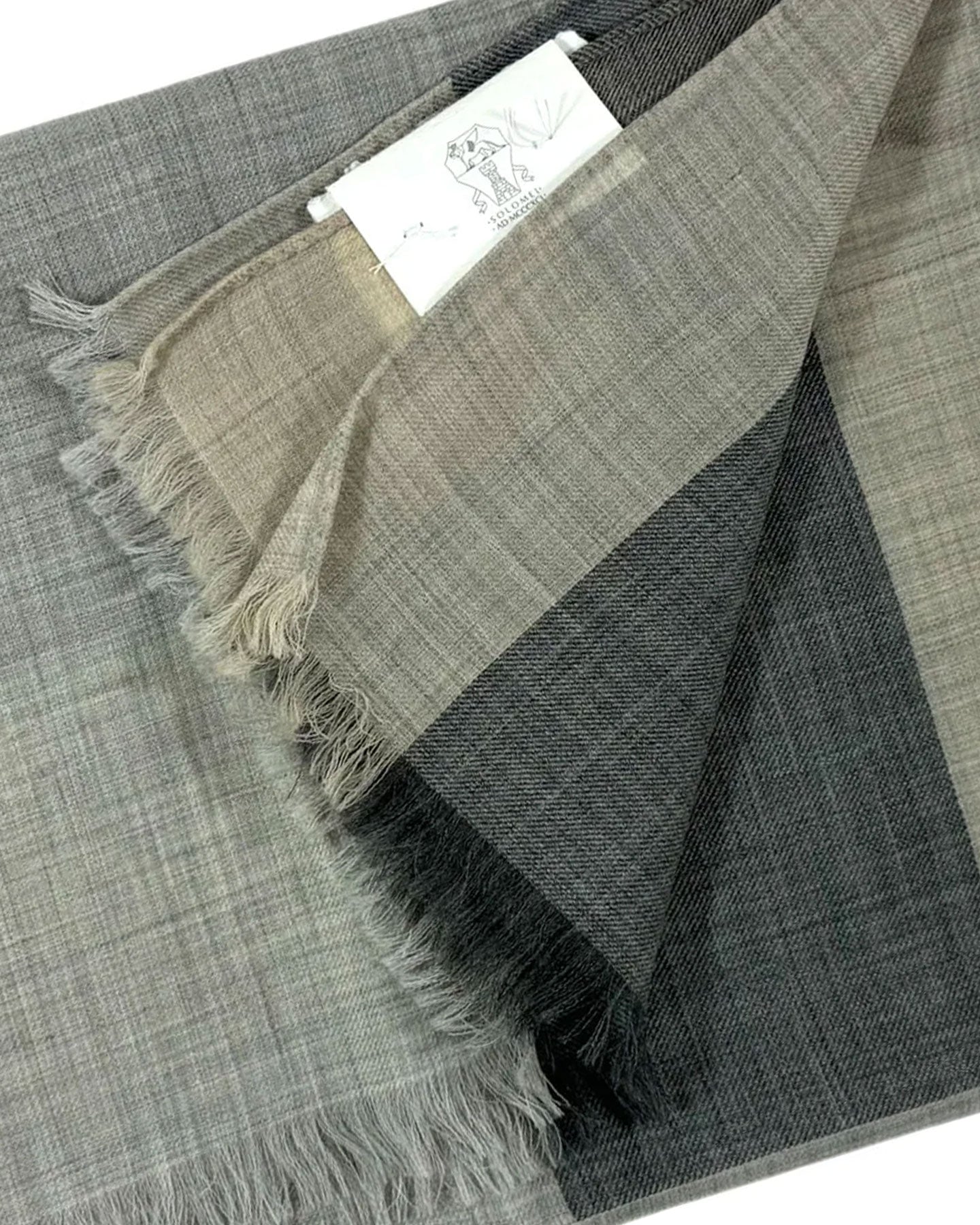 Brunello Cucinelli Scarf Gray Beige Black - Luxury Cashmere Men Shawl