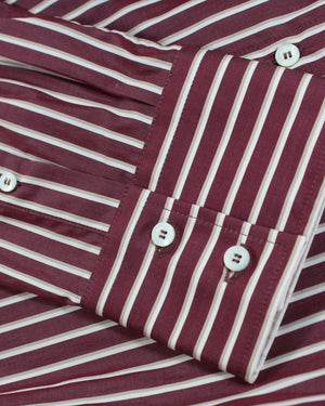 New Brunello Cucinelli Shirt Maroon Stripes 