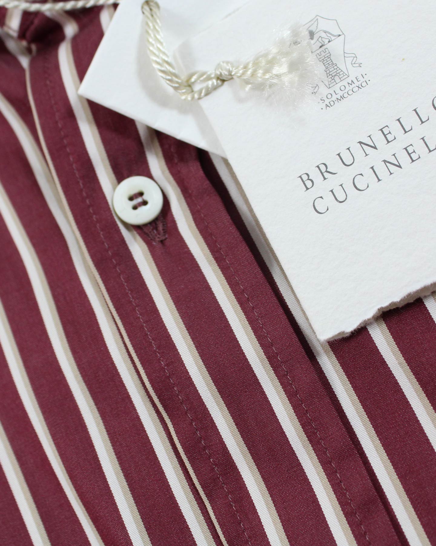 Brunello Cucinelli Shirt Maroon Stripes 