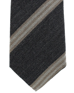 Brunello Cucinelli Tie Gray Stripes - Wool Silk SALE