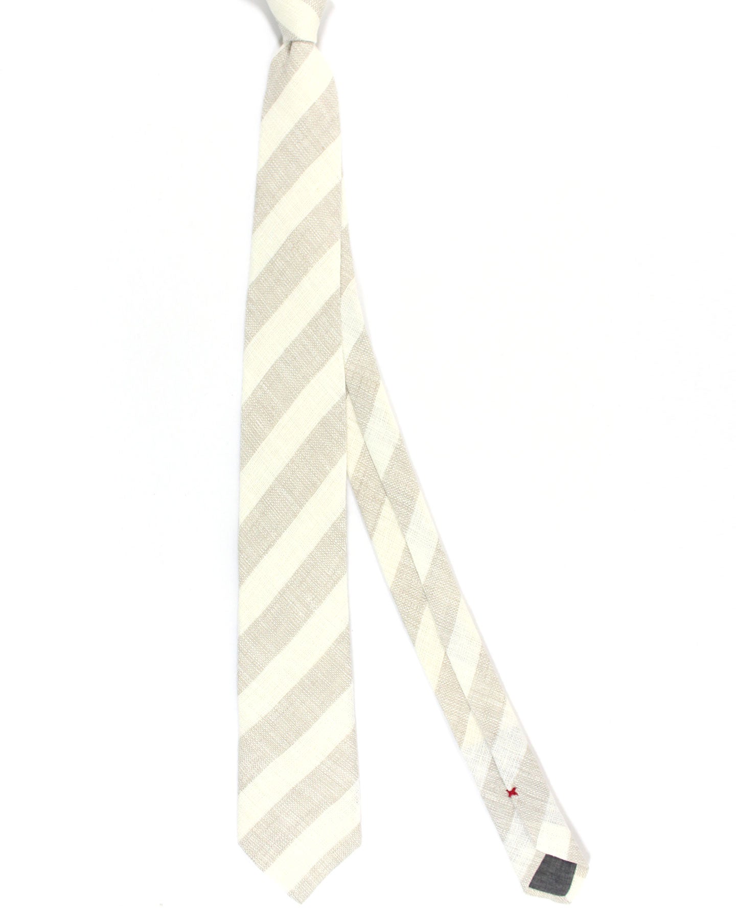 Brunello Cucinelli Tie White Taupe Gray Stripes - Linen