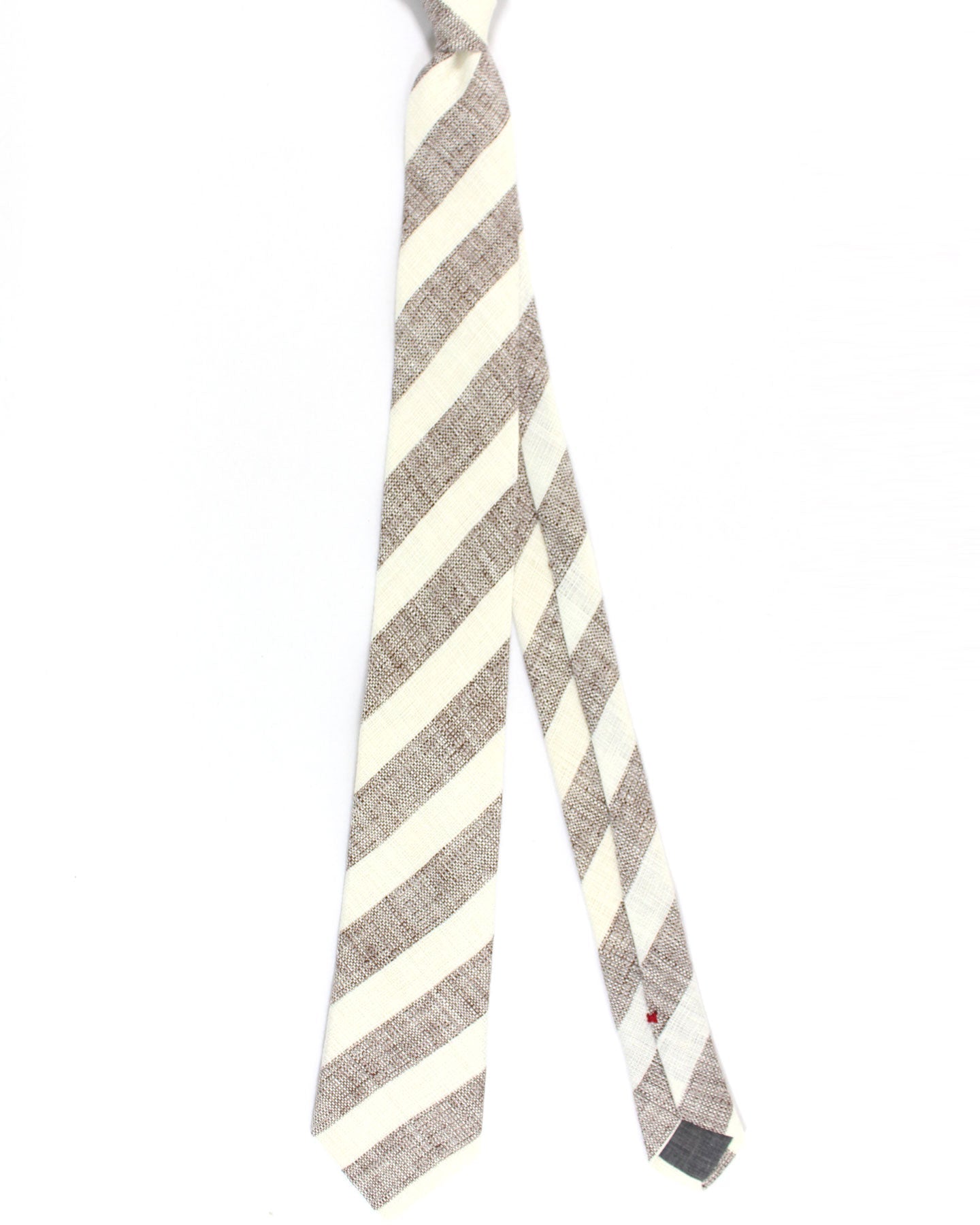 Brunello Cucinelli Tie White Brown Stripes - Linen