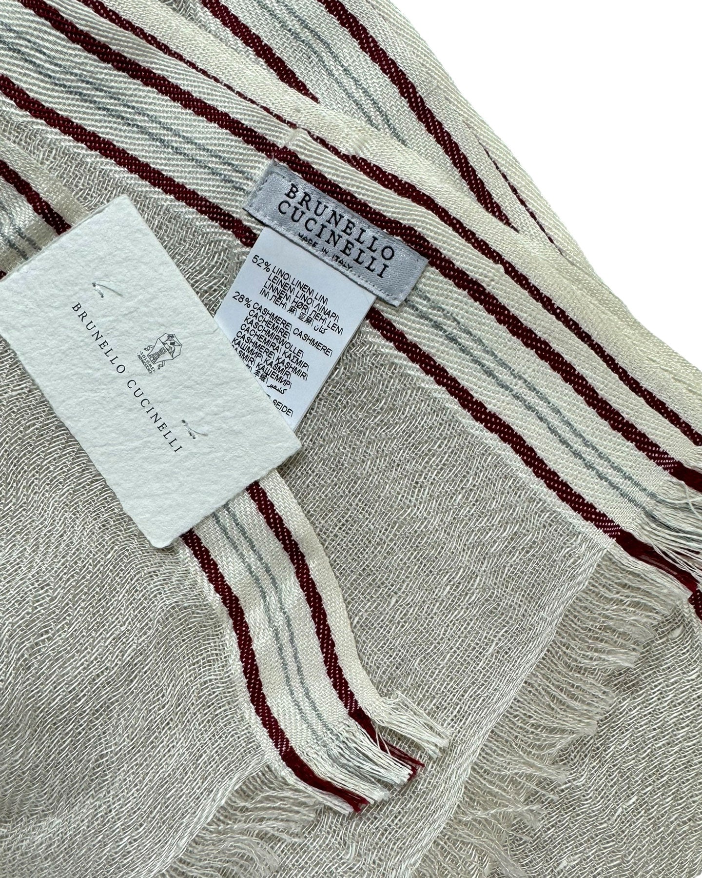 Brunello Cucinelli Scarf Beige Linen Cashmere Silk Men Shawl