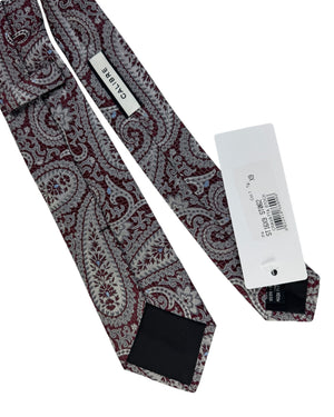 Dolce & Gabbana Skinny Tie Maroon Silver Paisley Jacquard
