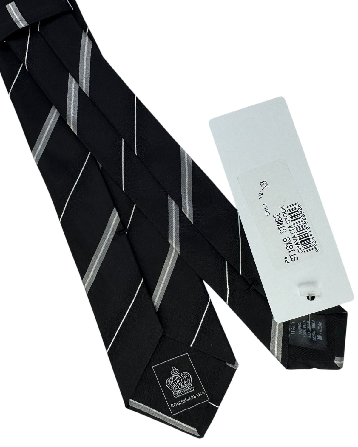 Dolce & Gabbana Skinny Tie Black Gray Stripe