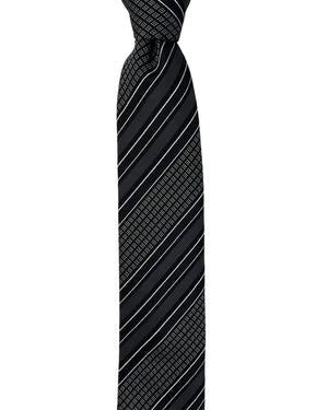 Dolce & Gabbana Skinny Tie Black Silver Patterned Stripes