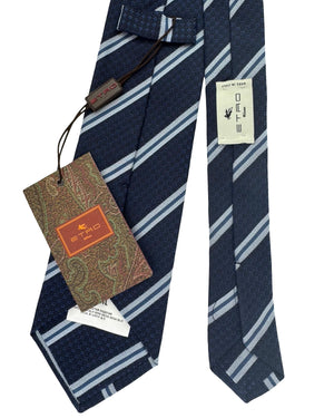 Etro Silk Tie Navy Stripes