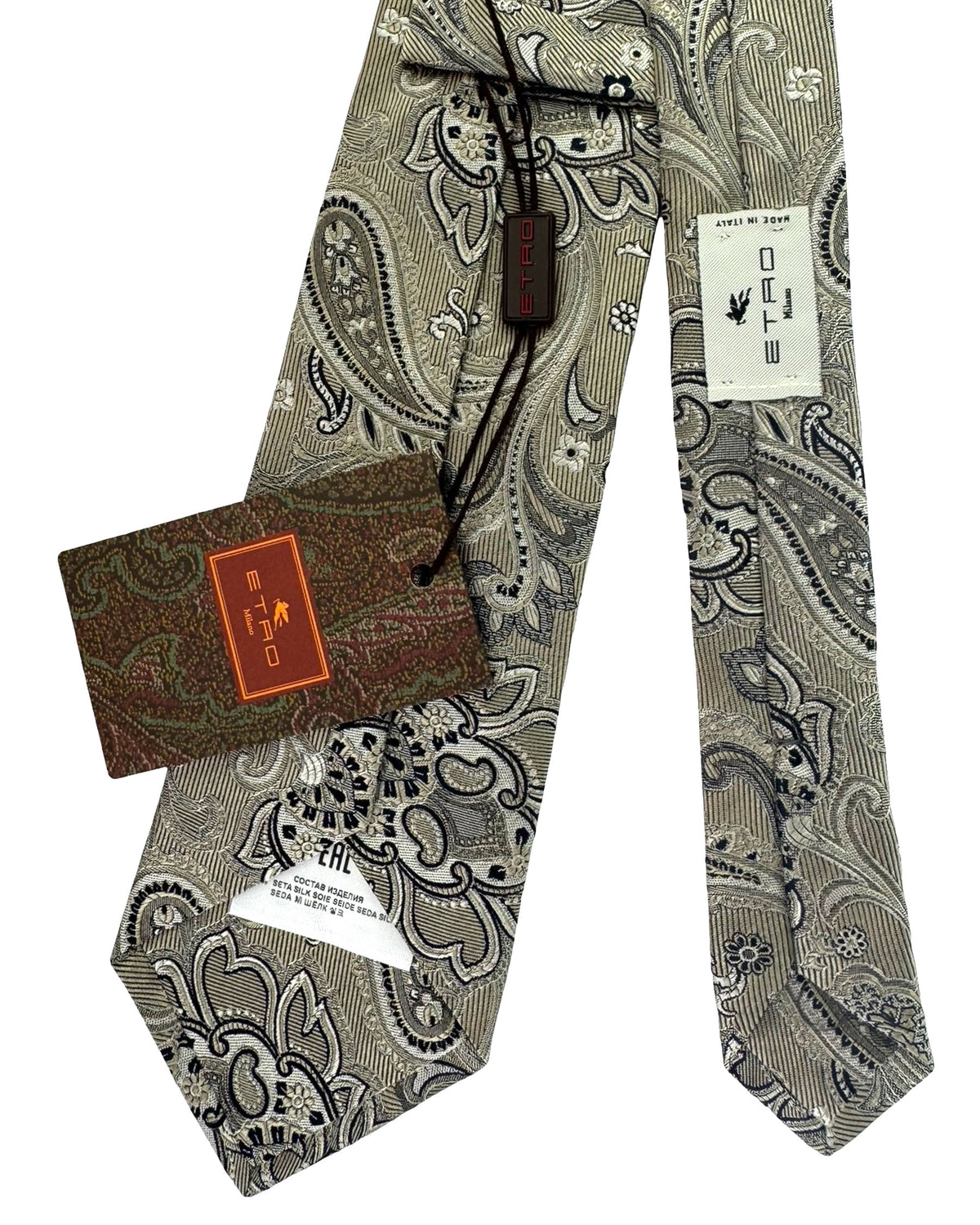 Etro Tie Taupe Paisley Design